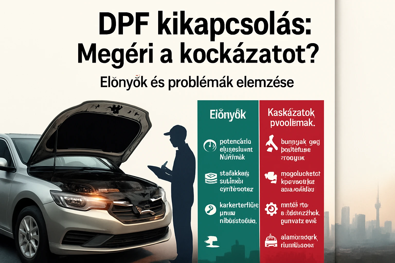 DPF kikapcsolás: Megéri a kockázatot? Előnyök és problémák elemzése 17 Egy autó motorháztetője nyitva, mellette egy szerelő jegyzetel.
