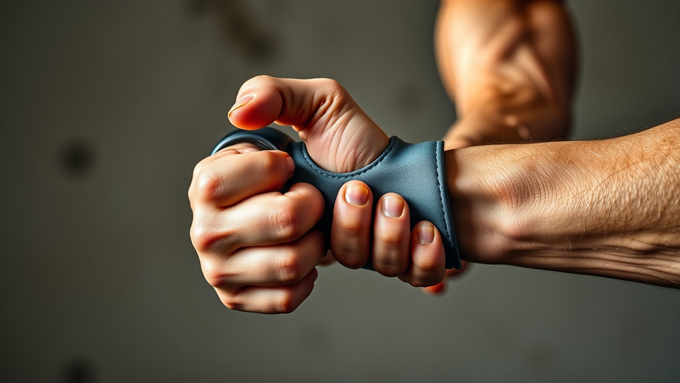 Kézszorító gyakorlat egy marokkal, marokerősítő edzés folyamatban.