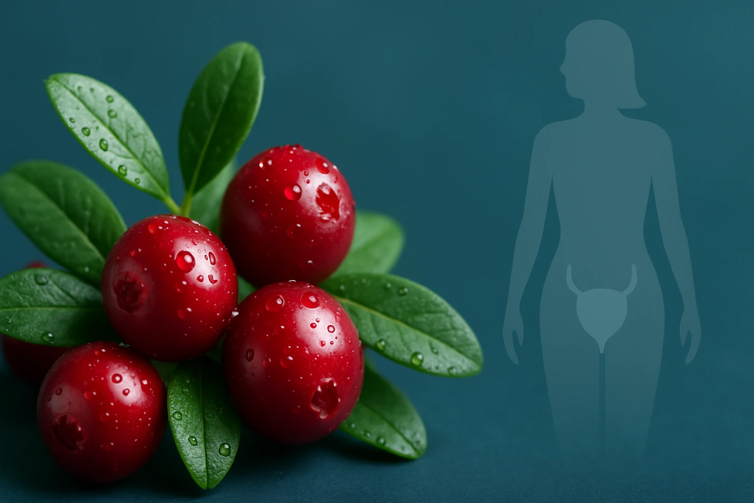 Friss, piros áfonya levelekkel, vízcseppekkel a felületén.