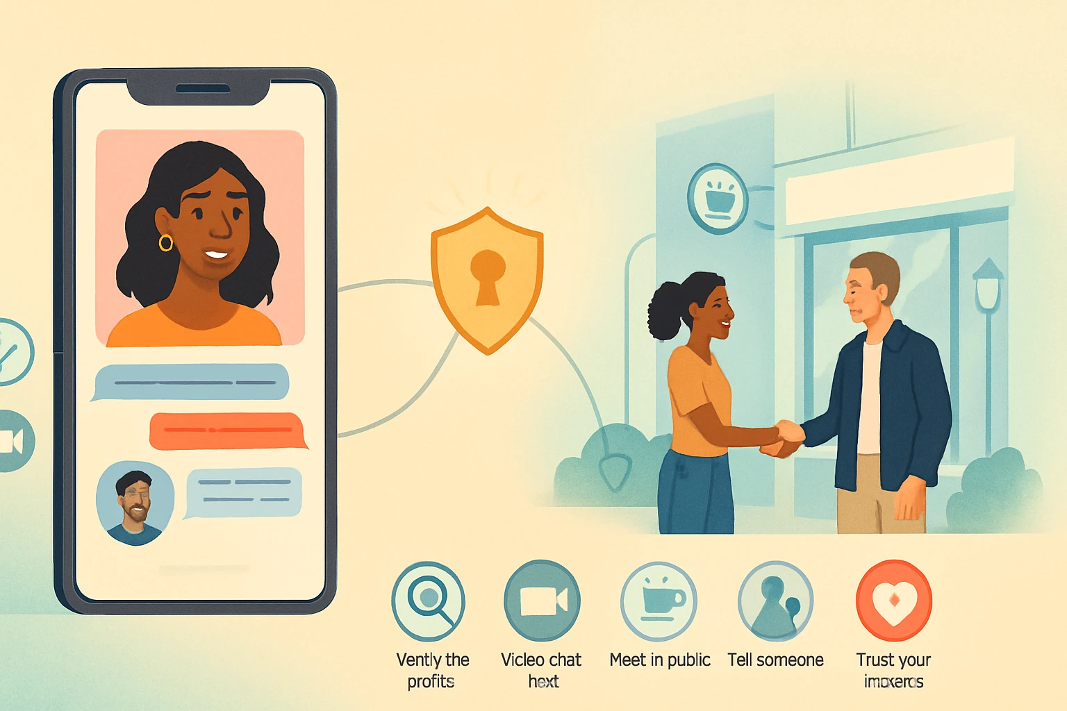 Egy nő videóhívás közben mosolyog, miközben egy férfival találkozik.