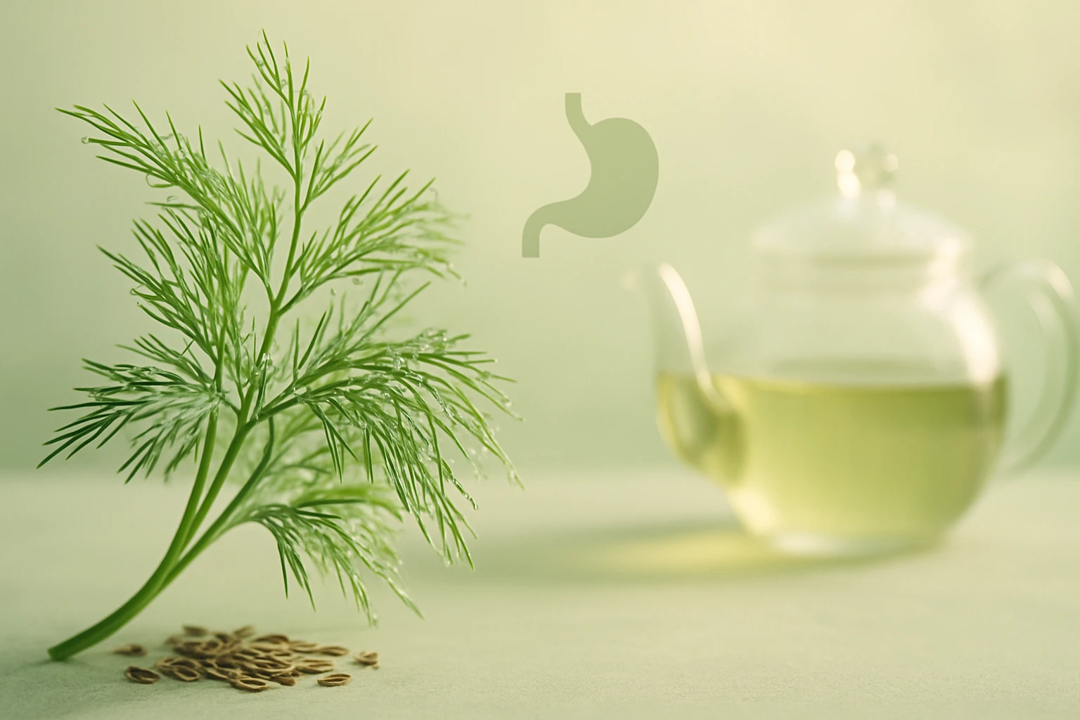 Friss kaporág és magok, háttérben zöld tea.