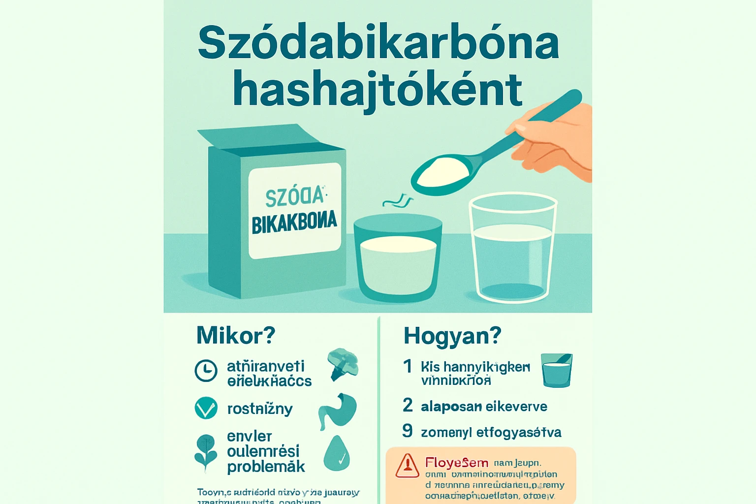 Szódabikarbóna használata hashajtóként, víz és por keverése.