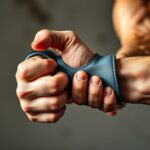 Kézszorító gyakorlat egy marokkal, marokerősítő edzés folyamatban.