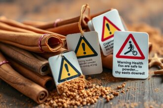 Fahéj és figyelmeztető táblák egészségügyi kockázatokról