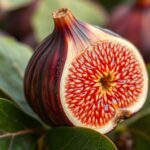 Friss füge szeletek egészséges levelekkel, gazdag tápanyagokban.