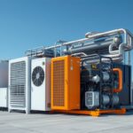 Modern gázhűtő és hűtőrendszer telepítve ipari környezetben