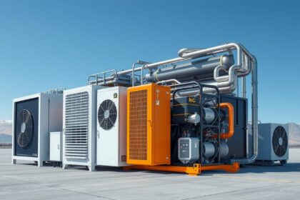 Modern gázhűtő és hűtőrendszer telepítve ipari környezetben