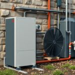 Geotermikus hőszivattyú falra szerelve, zöld energia megoldás