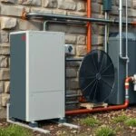 Geotermikus hőszivattyú falra szerelve, zöld energia megoldás