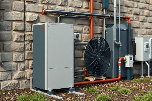 Geotermikus hőszivattyú falra szerelve, zöld energia megoldás