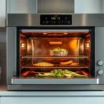 Modern gőzsütő friss zöldségekkel és ínycsiklandó ételekkel
