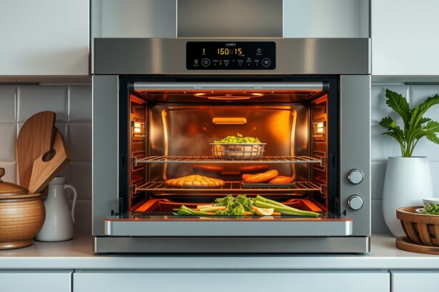 Modern gőzsütő friss zöldségekkel és ínycsiklandó ételekkel