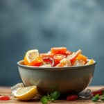 Tengeri táplálék gazdag vitaminokban és friss zöldségekben.