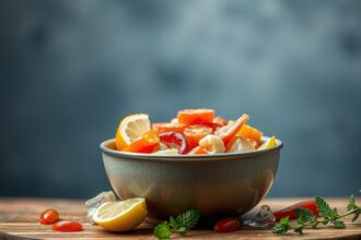 Tengeri táplálék gazdag vitaminokban és friss zöldségekben.