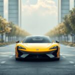 Sárga hibrid autó városi környezetben