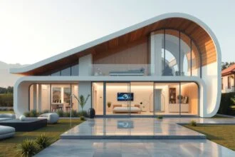 Modern ház hidrogéncella-technológiával a fenntartható energia érdekében