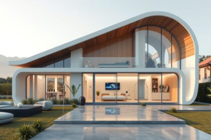 Modern ház hidrogéncella-technológiával a fenntartható energia érdekében