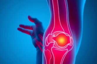 Ízületi gyulladás hőterápiás kezelésének illusztrációja.