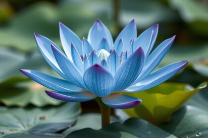 Gyönyörű kék lótusz virág a természetben, relaxációt segítő növény.