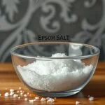 Keserű só egy üveg tálban, természetes és egészséges ásvány.
