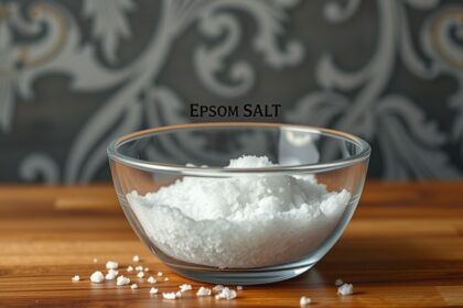 Keserű só egy üveg tálban, természetes és egészséges ásvány.