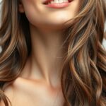 Fiatal nő, gyönyörű hullámos hajjal és egészséges bőrrel.