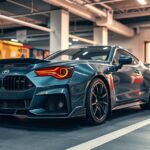 Modern külföldi autó a bemutatótermében