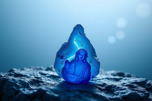 Lapis lazuli drágakő Buddha szoborral, meditációhoz és belső békéhez