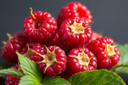 Friss málna levelekkel, egészséges gyümölcs a regeneráció támogatására.