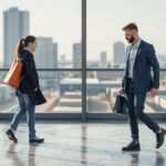 Két üzletember találkozása egy modern irodai környezetben