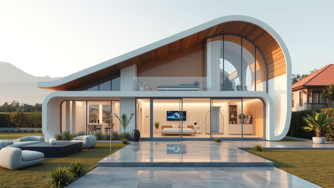 Modern ház hidrogéncella-technológiával a fenntartható energia érdekében