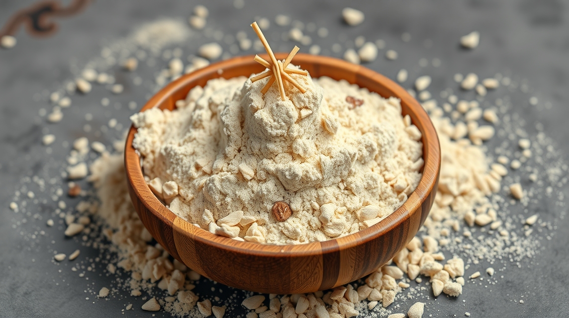 Kendermagliszt tápláló gluténmentes fehérjeforrás tálban