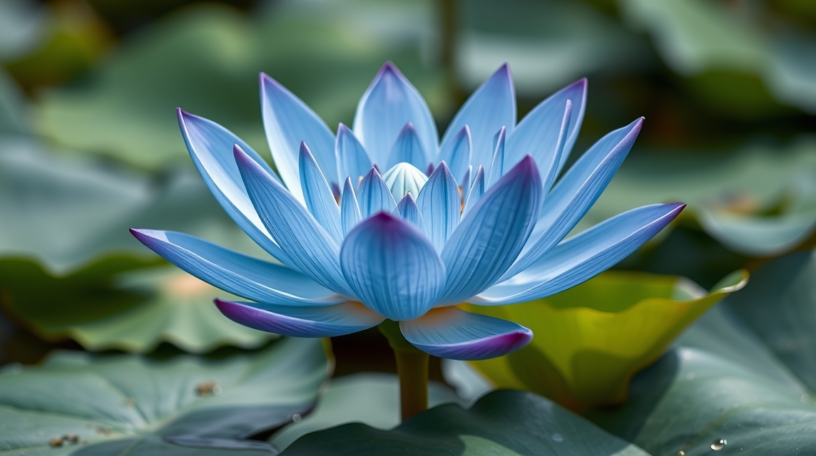 Gyönyörű kék lótusz virág a természetben, relaxációt segítő növény.