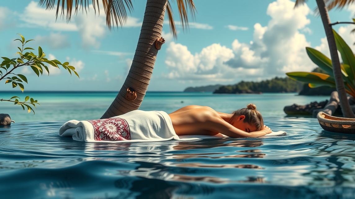 Mauri masszázs polinéz környezetben, relaxáció a víz mellett