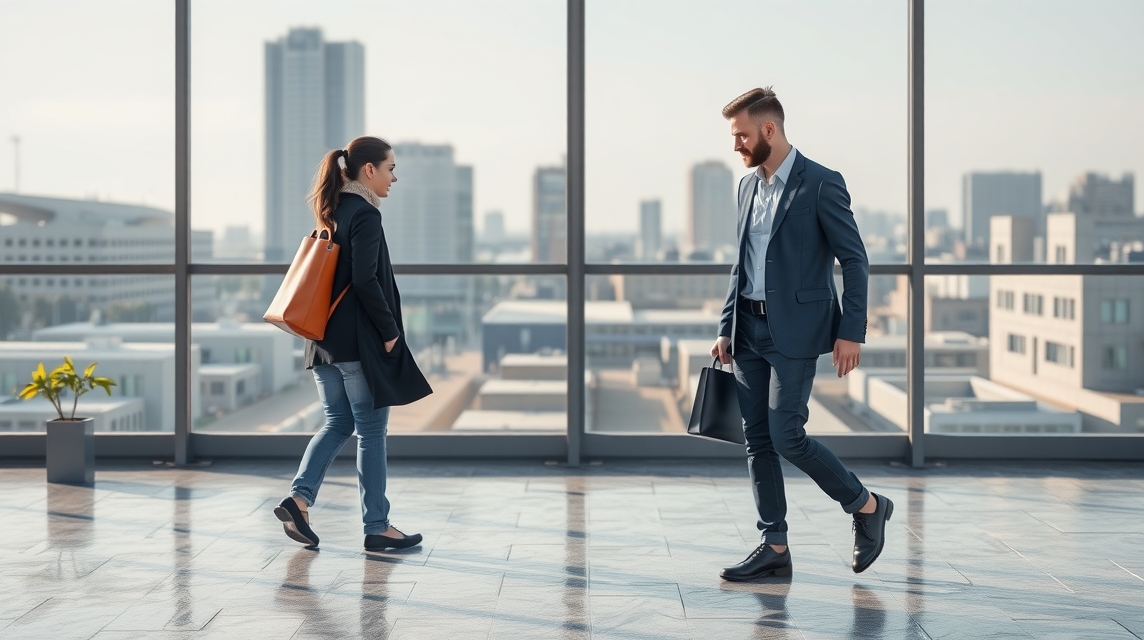 Két üzletember találkozása egy modern irodai környezetben