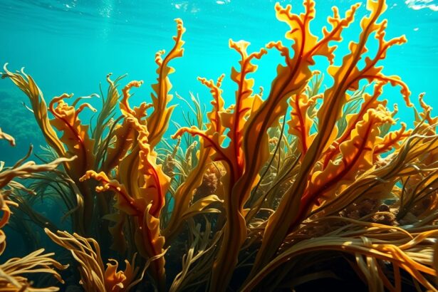 Tengeri algák a víz alatt, melyek jódot és ásványi anyagokat tartalmaznak.