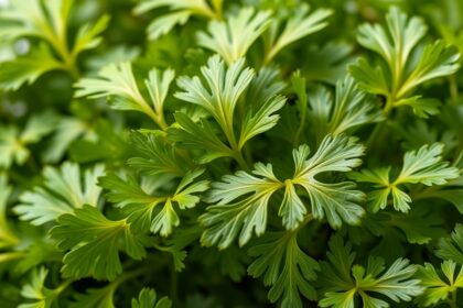 Friss petrezselyem levelek, tápláló és természetes gyógyszer
