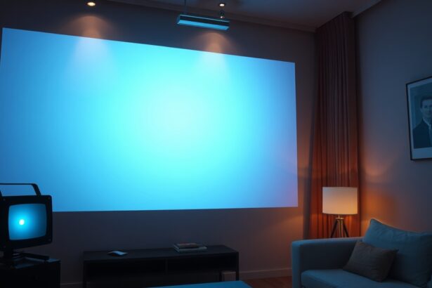 Projektorlámpa és vetített kép modern környezetben