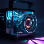 Modern projektor belső működése színes fényekkel