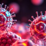 Mikroszkópikus kép vírusokról, amelyek az immunrendszert támadják.