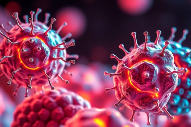 Mikroszkópikus kép vírusokról, amelyek az immunrendszert támadják.