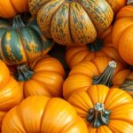Sütőtök halom őszies színekben, egészséges táplálkozás