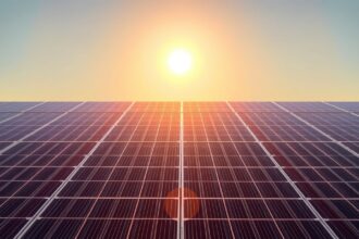 Szolárpanelek napfényben, megújuló energiaforrás