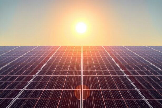 Szolárpanelek napfényben, megújuló energiaforrás