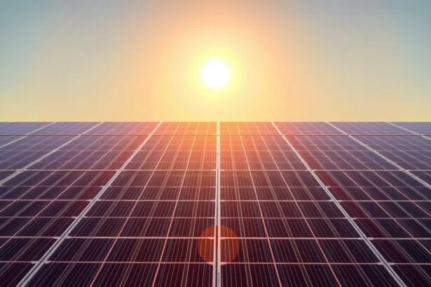 Szolárpanelek napfényben, megújuló energiaforrás