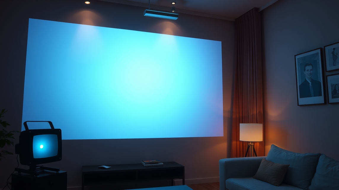 Projektorlámpa és vetített kép modern környezetben