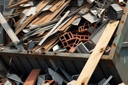 Teljesen megtelt konténer építkezési hulladékkal