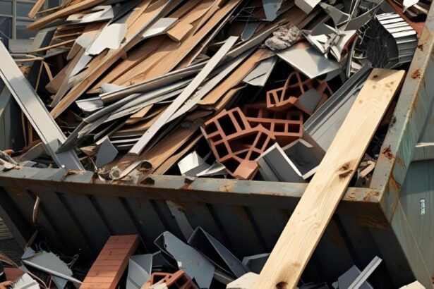 Teljesen megtelt konténer építkezési hulladékkal