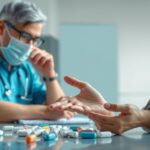 Orvos és páciens konzultáció kockázatokról, mellékhatásokról