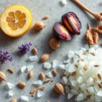 Természetes összetevők, mint citrom, gyógynövények és gyümölcsök